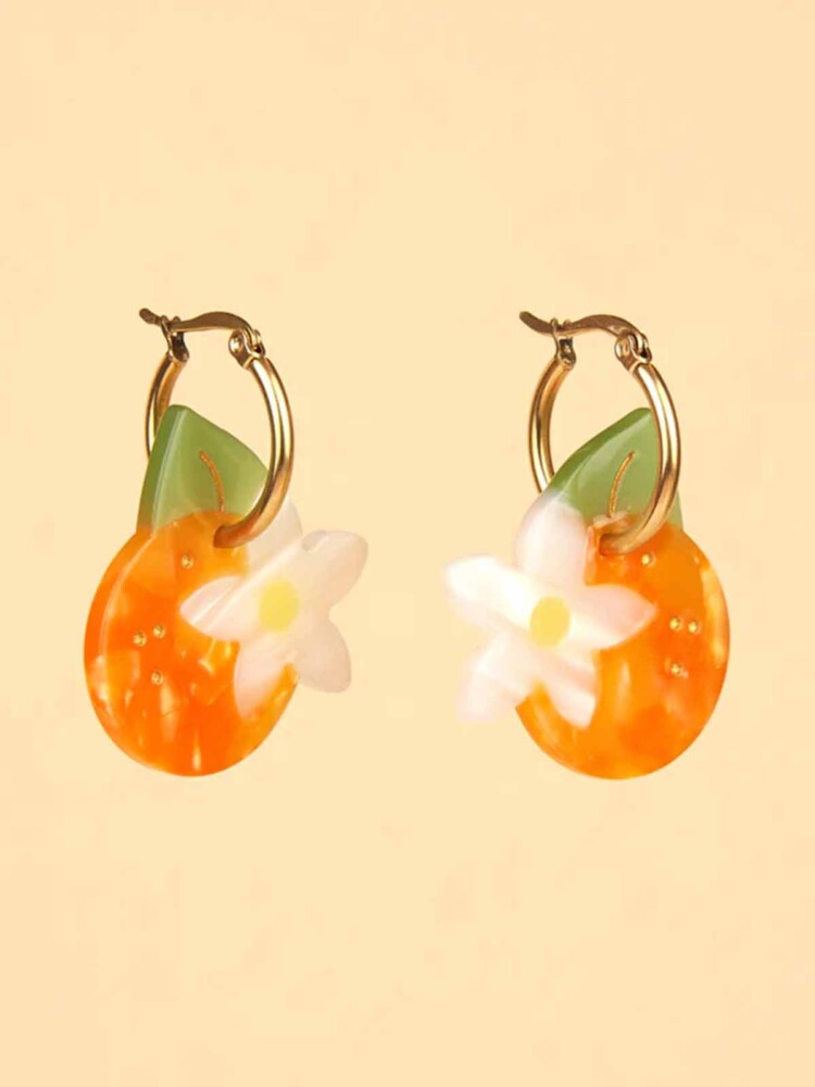 cou cou suzette Ohrringe mit orangen Blumen