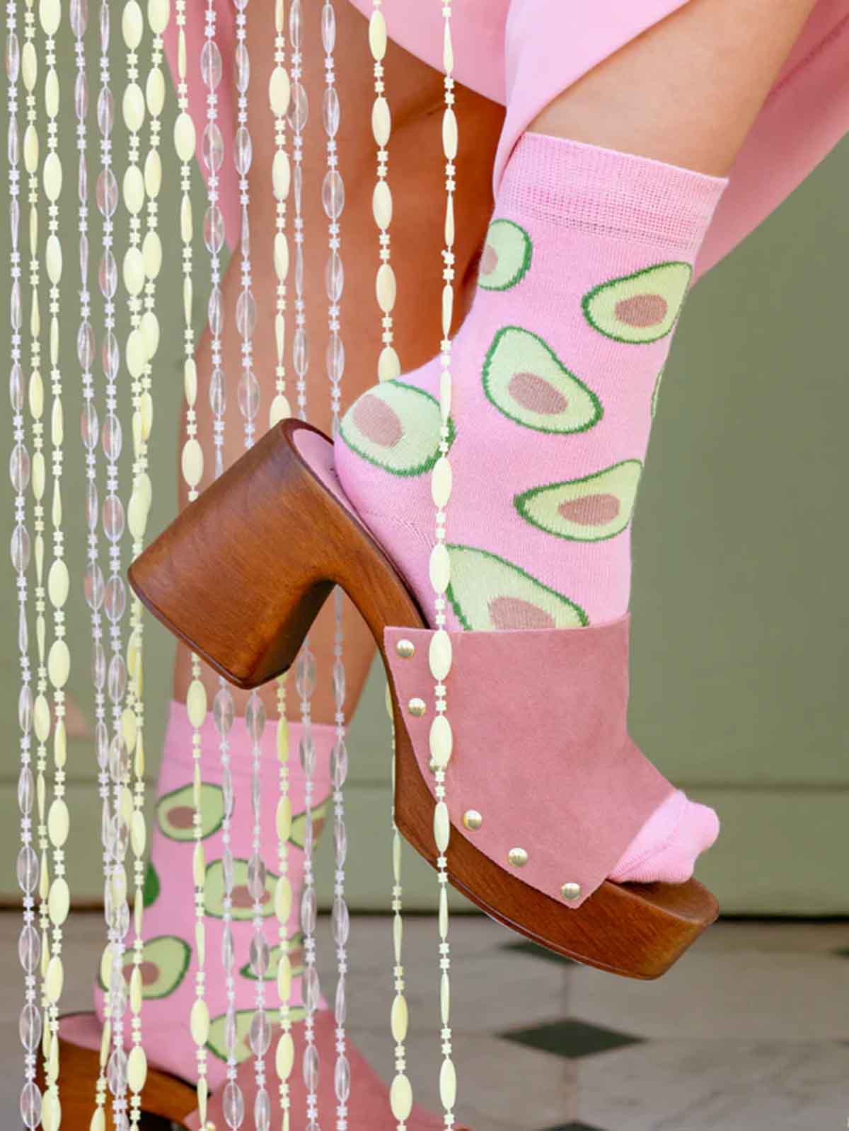cou cou suzette Baumwollsocken rosa mit Avocado