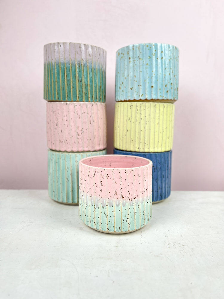 Trine Lisa Keramik Blumentopf rosa und Minze (4)_web