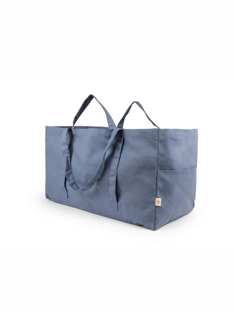 über große Leinwandtasche in blau