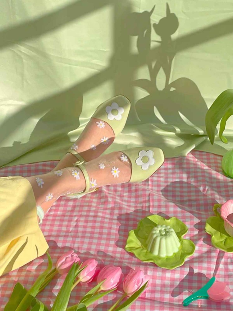 cou cou suzette strümpfe transparent mit marguerites