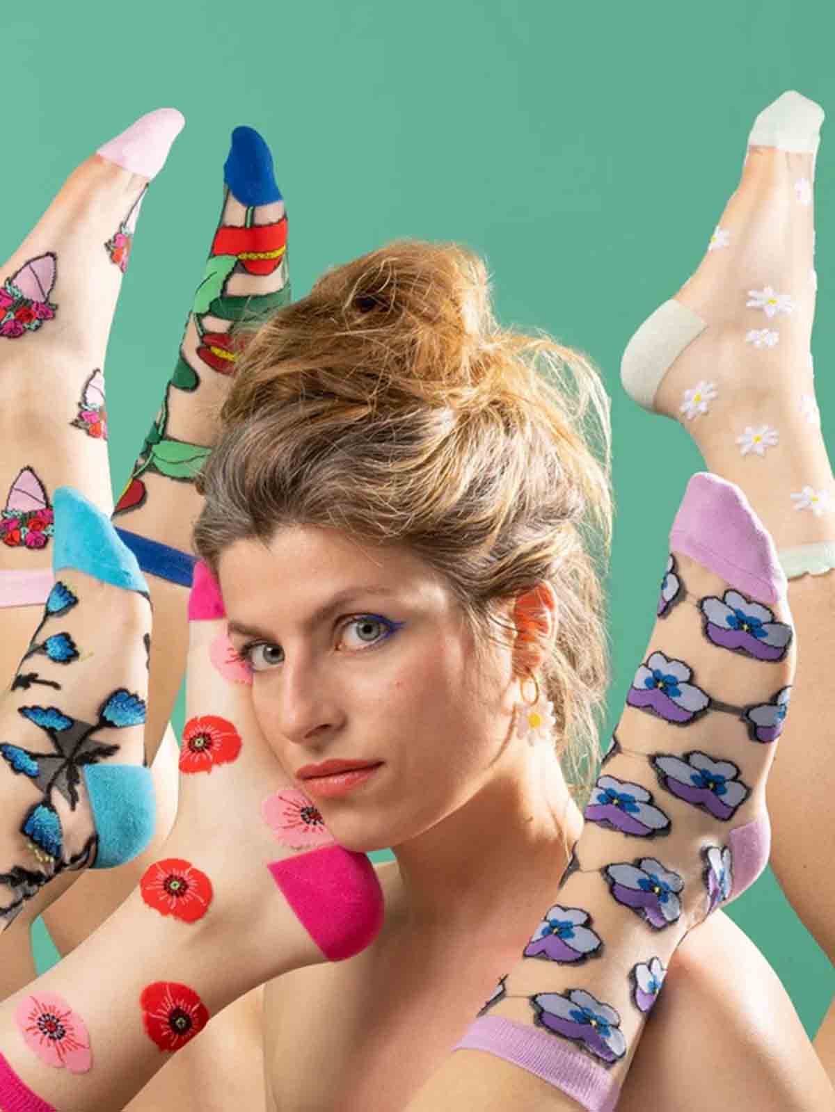 cou cou suzette strümpfe transparent mit blumen