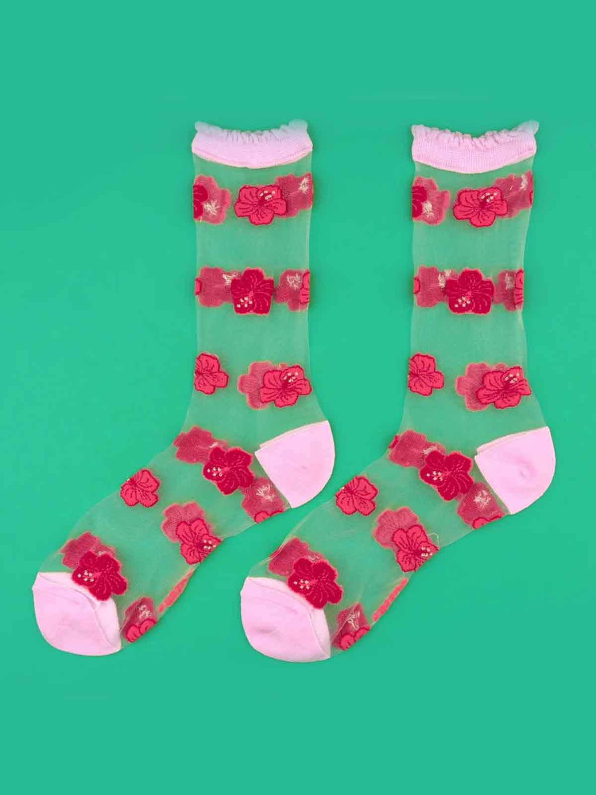 cou cou suzette strümpfe transparent mit blumen