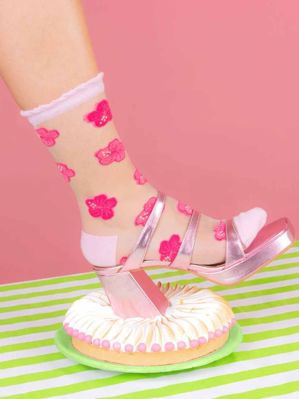 cou cou suzette strümpfe transparent mit blumen