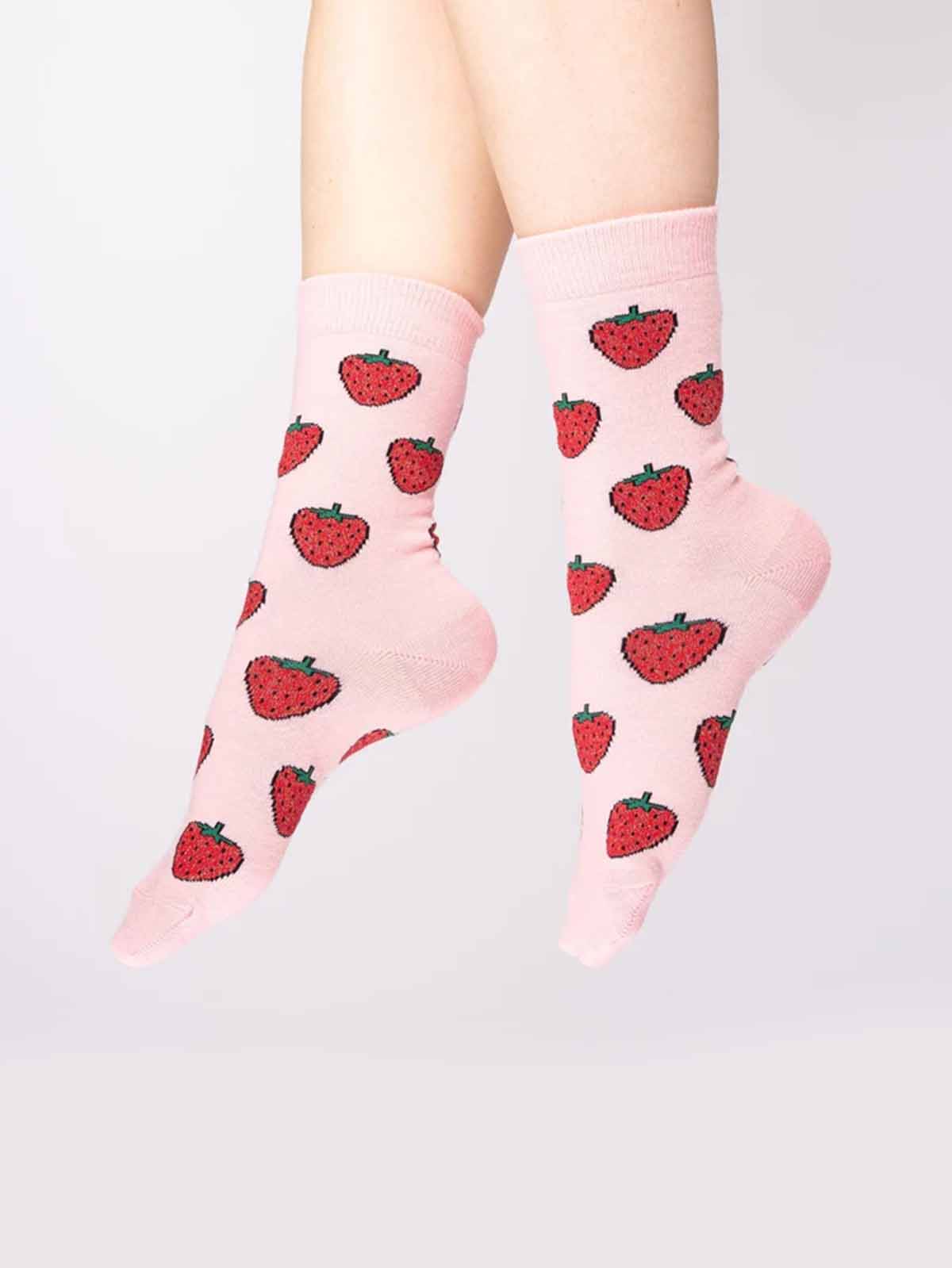 cou cou suzette rosa Strümpfe mit Erdbeeren