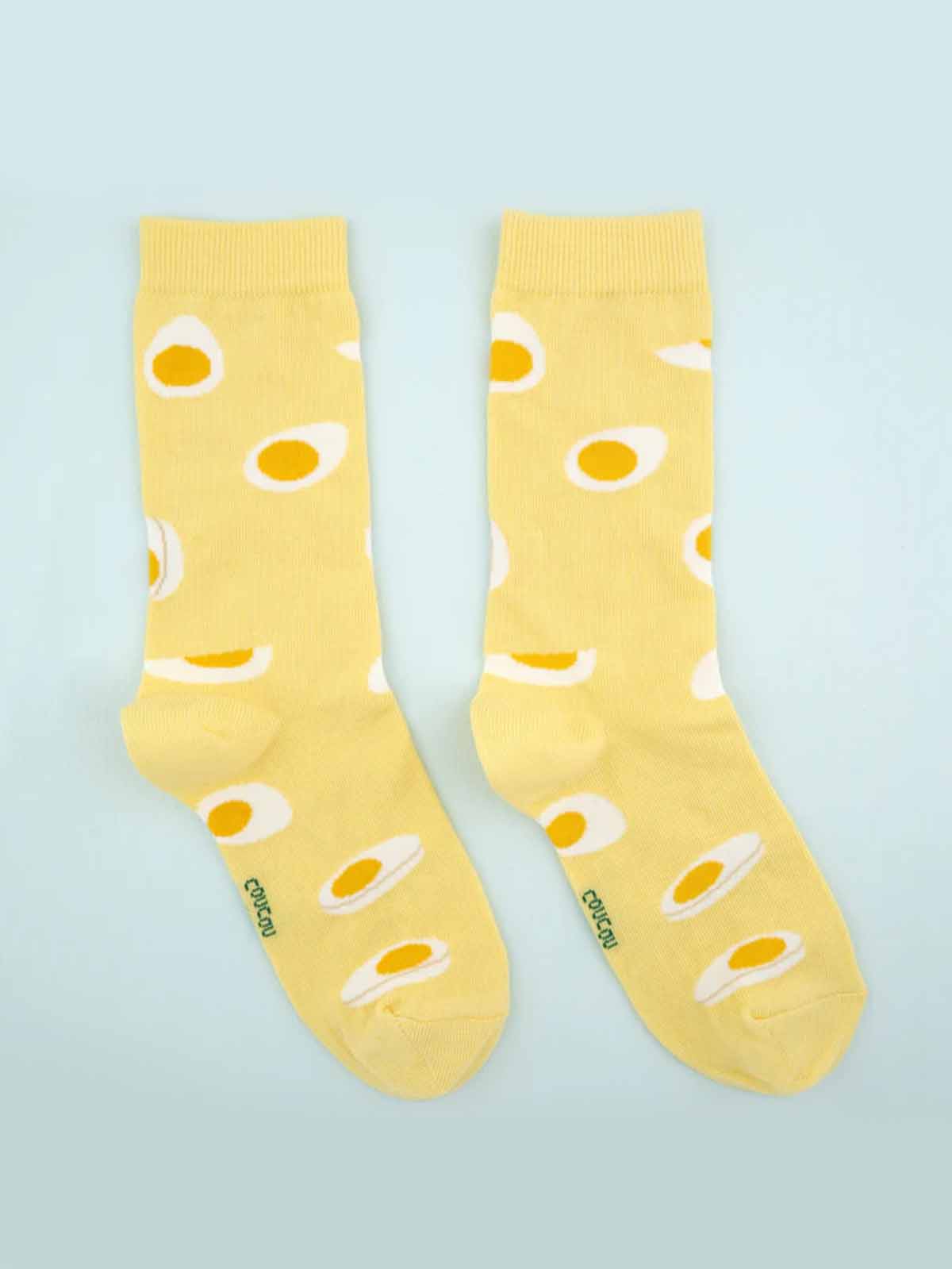 cou cou suzette Socken hellgelb mit Spiegeleien
