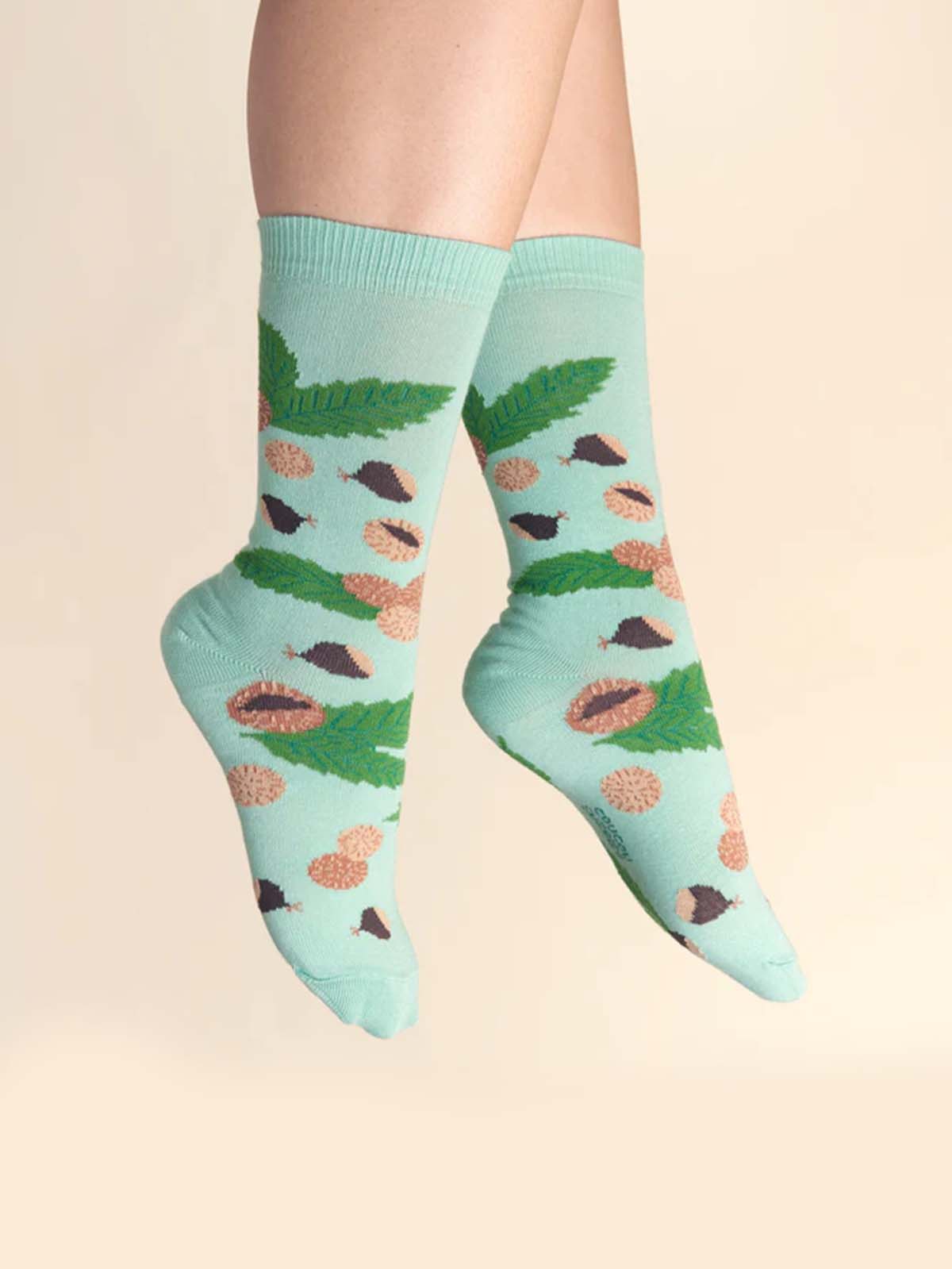 cou cou suzette - Socken in grün mit Kastanien (2)