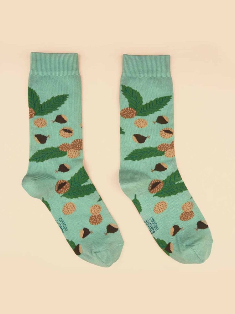 cou cou suzette - Socken in grün mit Kastanien (2)
