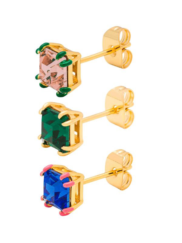 LULU1752 - Gala Crystal Bling Ohrring 1 Stück - Vintage Rose-Green lullu copenhagen