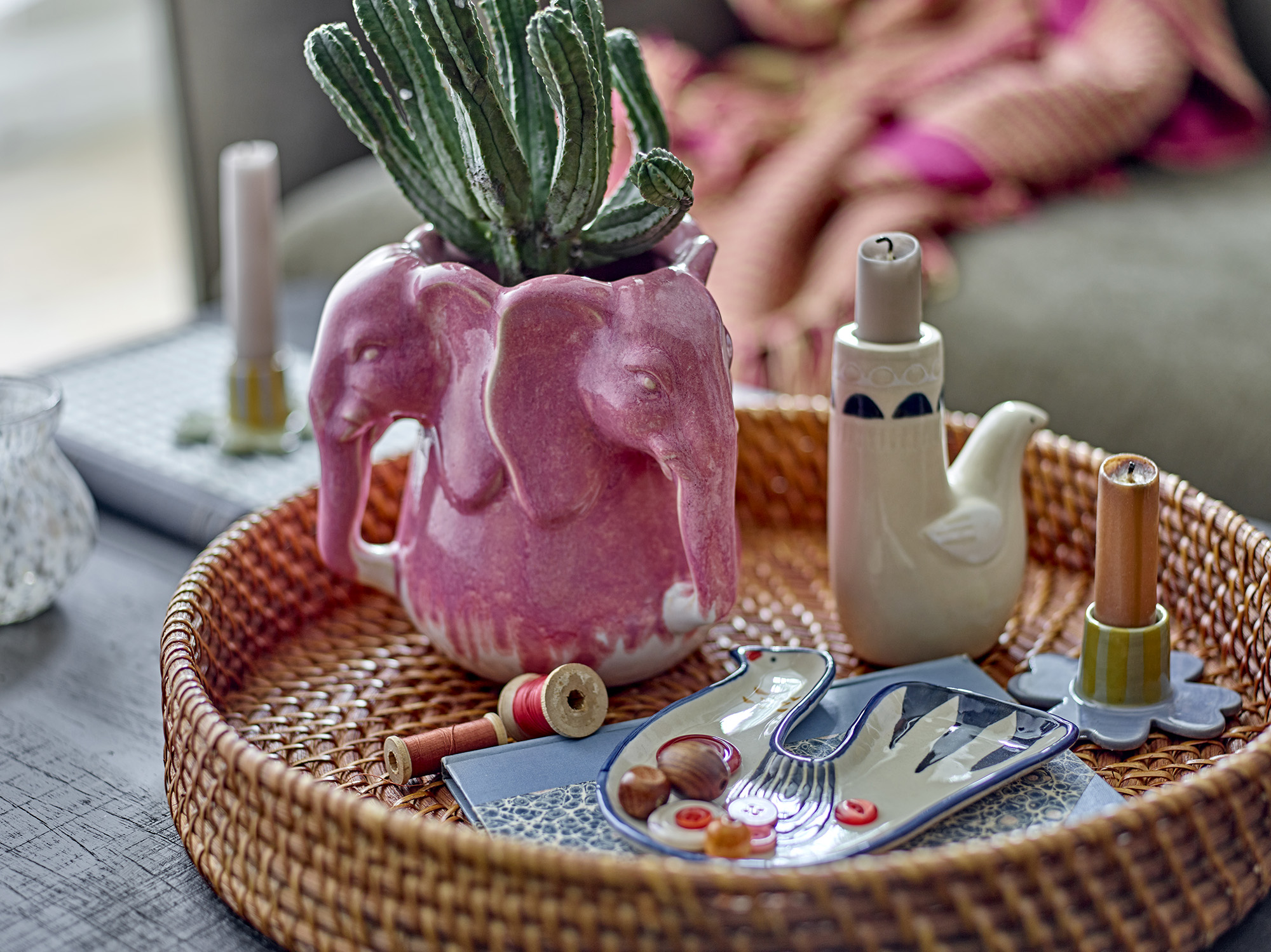 Vase/Kräutertopf mit Elefanten - Rosa - Bild 3