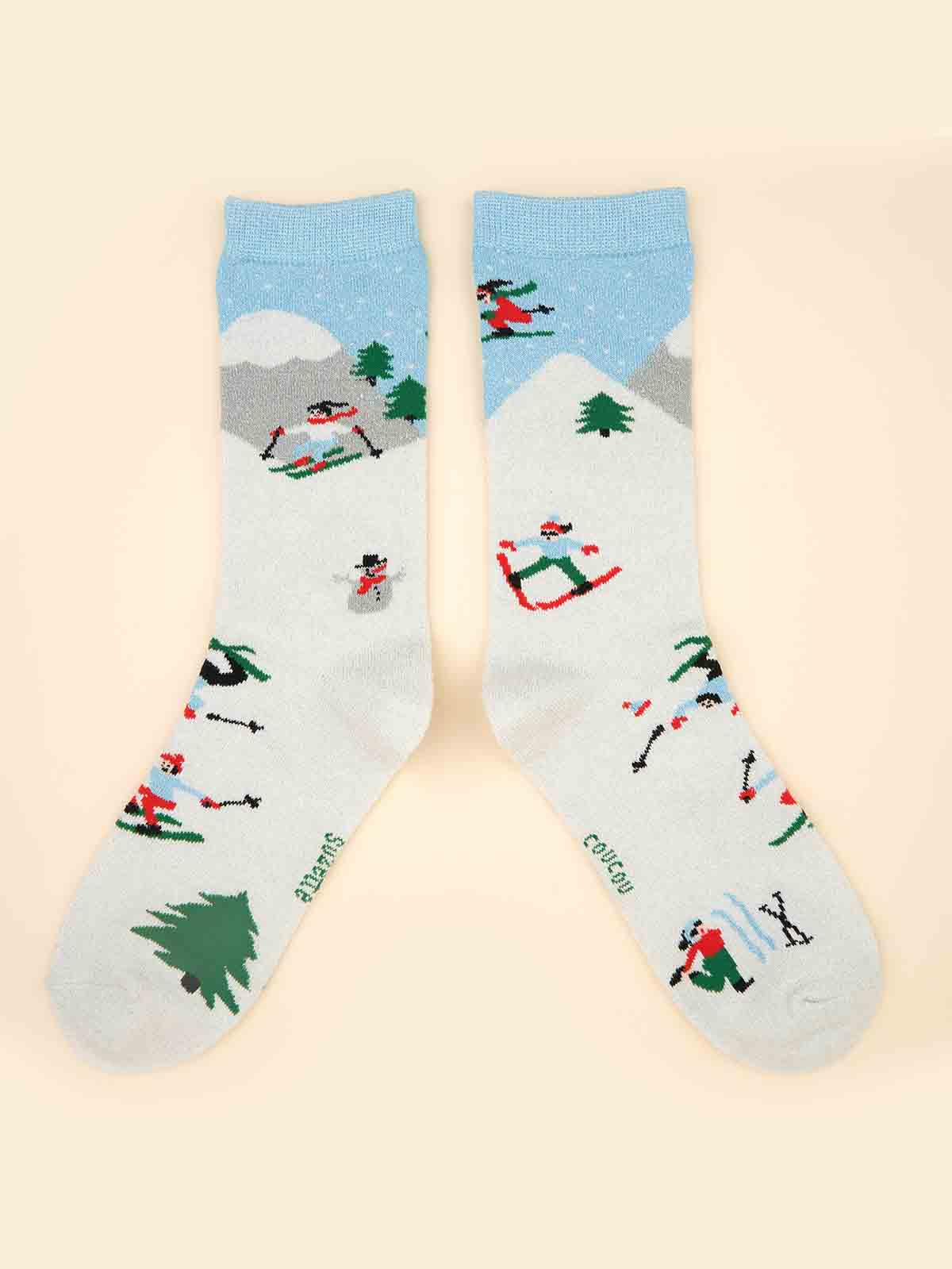 cou cou suzette Socken mit Skifahrern