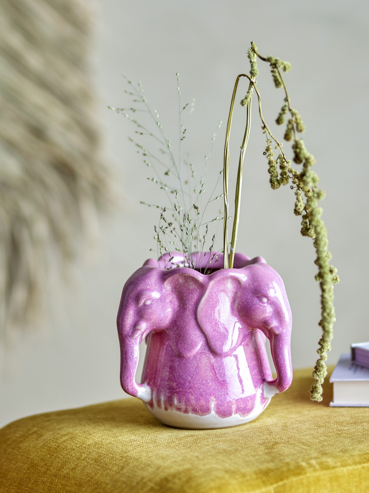 Vase/Kräutertopf mit Elefanten "Pontus" - Rosa