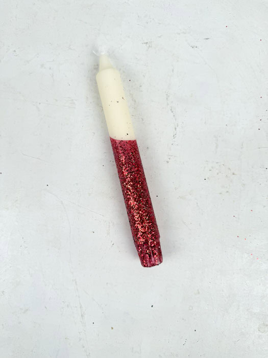 Hell - Off-white mit Rot und Glitzer