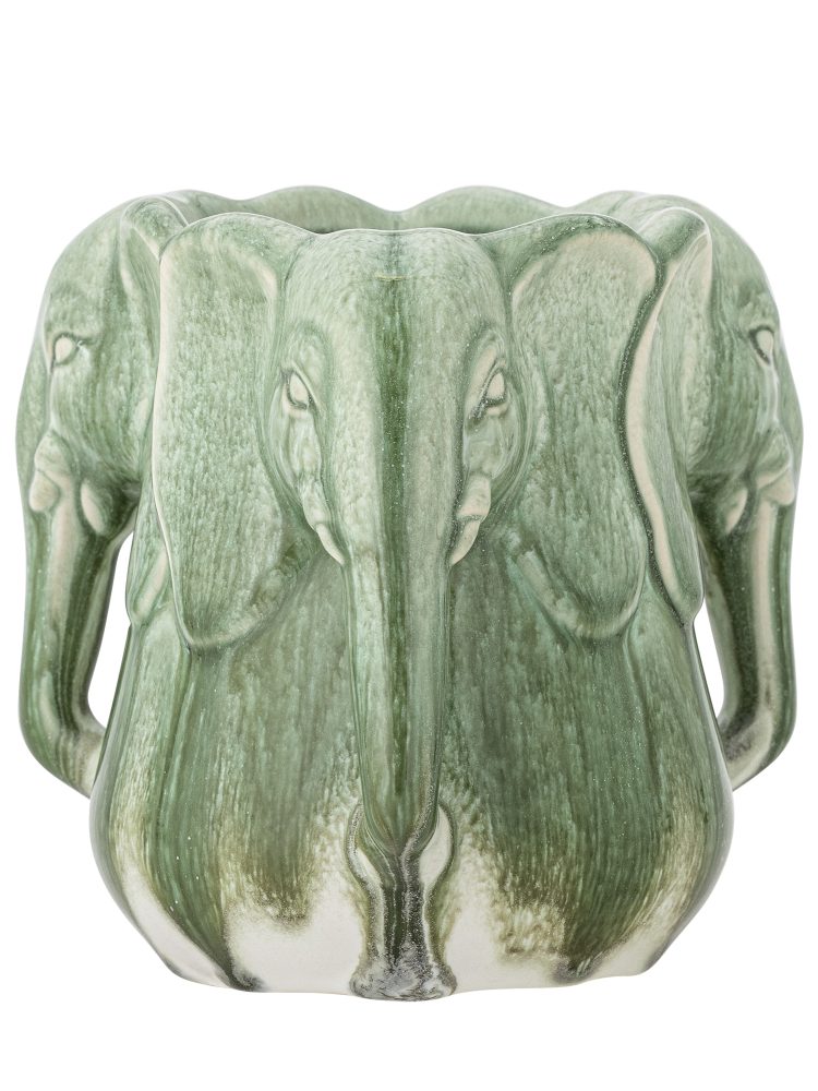 Vase/Kräutertopf mit Elefanten "Pontus" - Grün