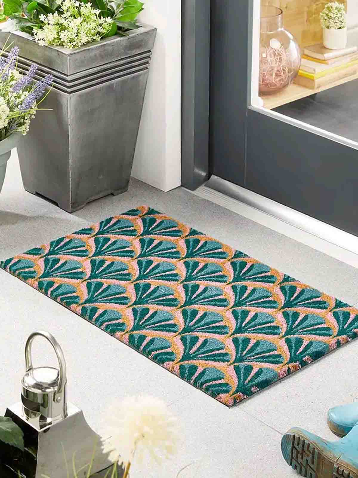 Fußmatte Muschelmuster blau und rosa