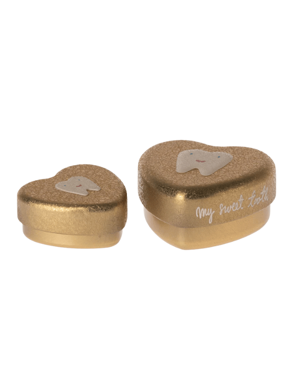 Herzförmige Zahnboxen in Gold - 2 Stück
