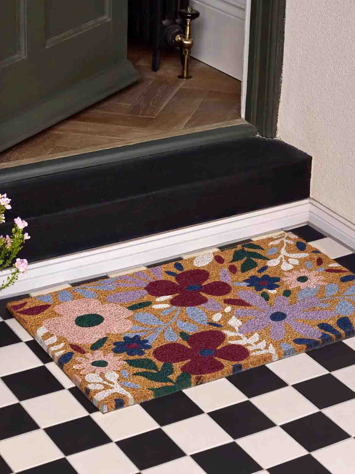 Fußmatte Blüten in lila und burgundisch