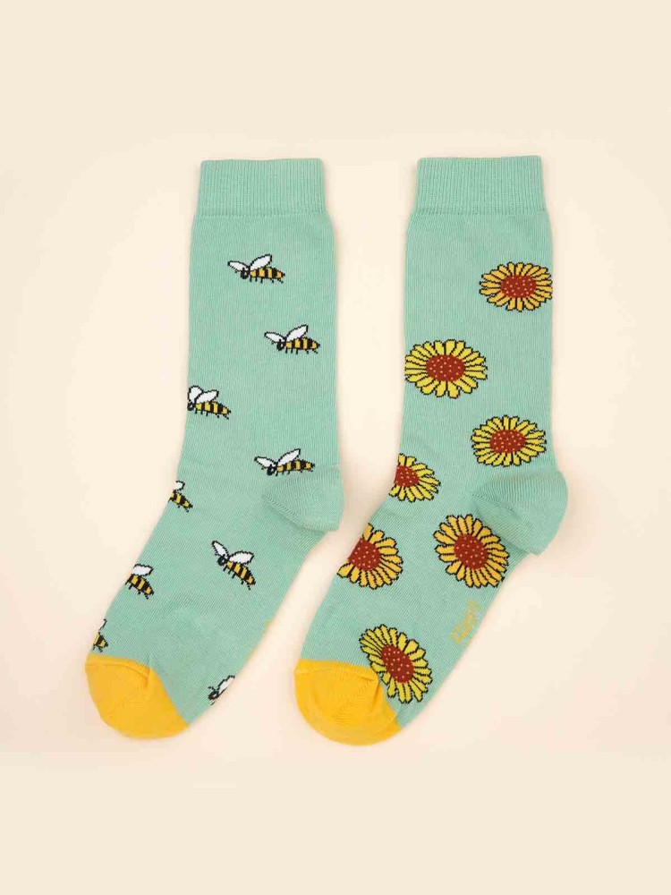 Socken - Sonnenblumen und Bienen