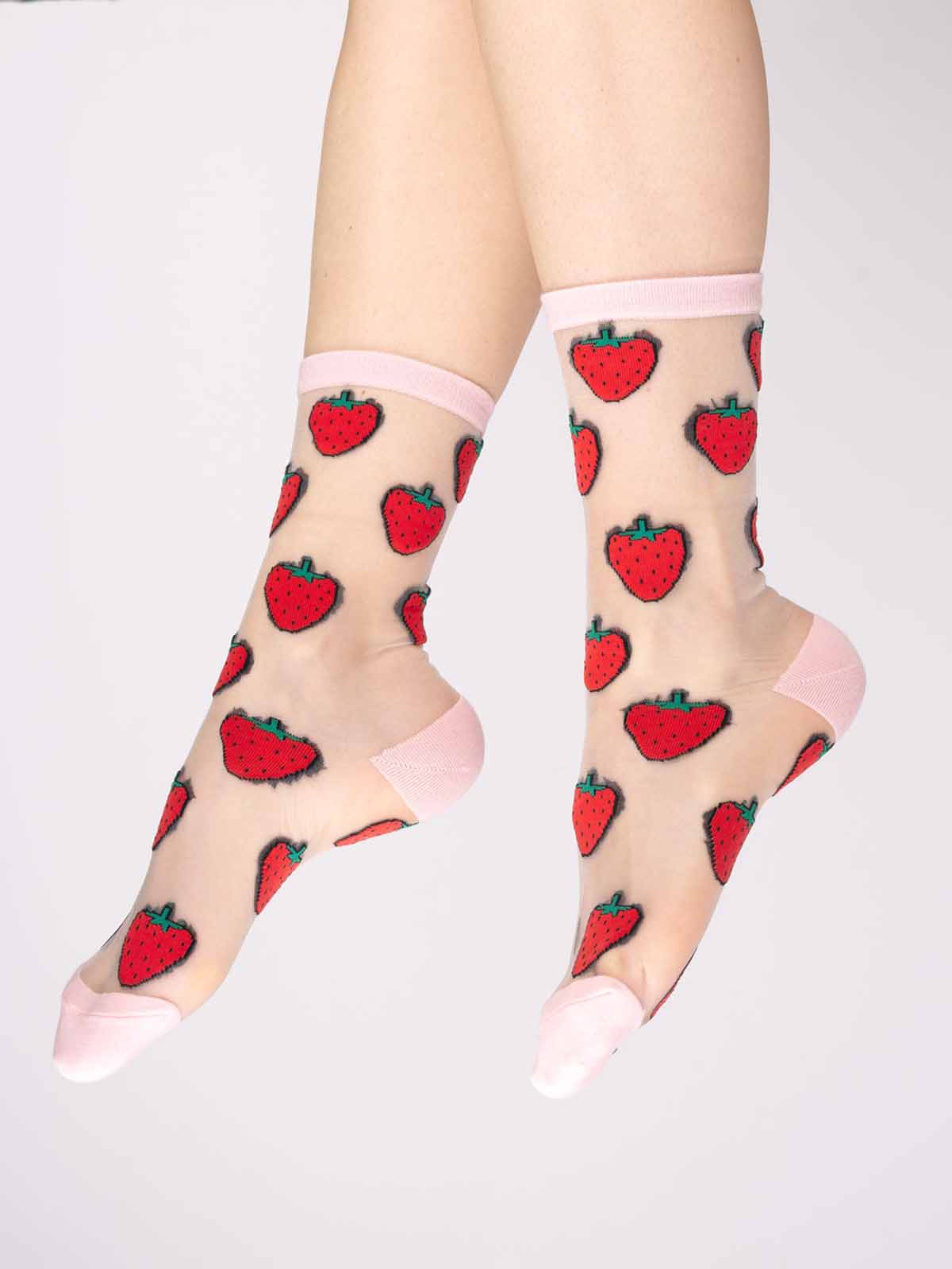 Socken - Transparent mit Erdbeeren - Bild 3