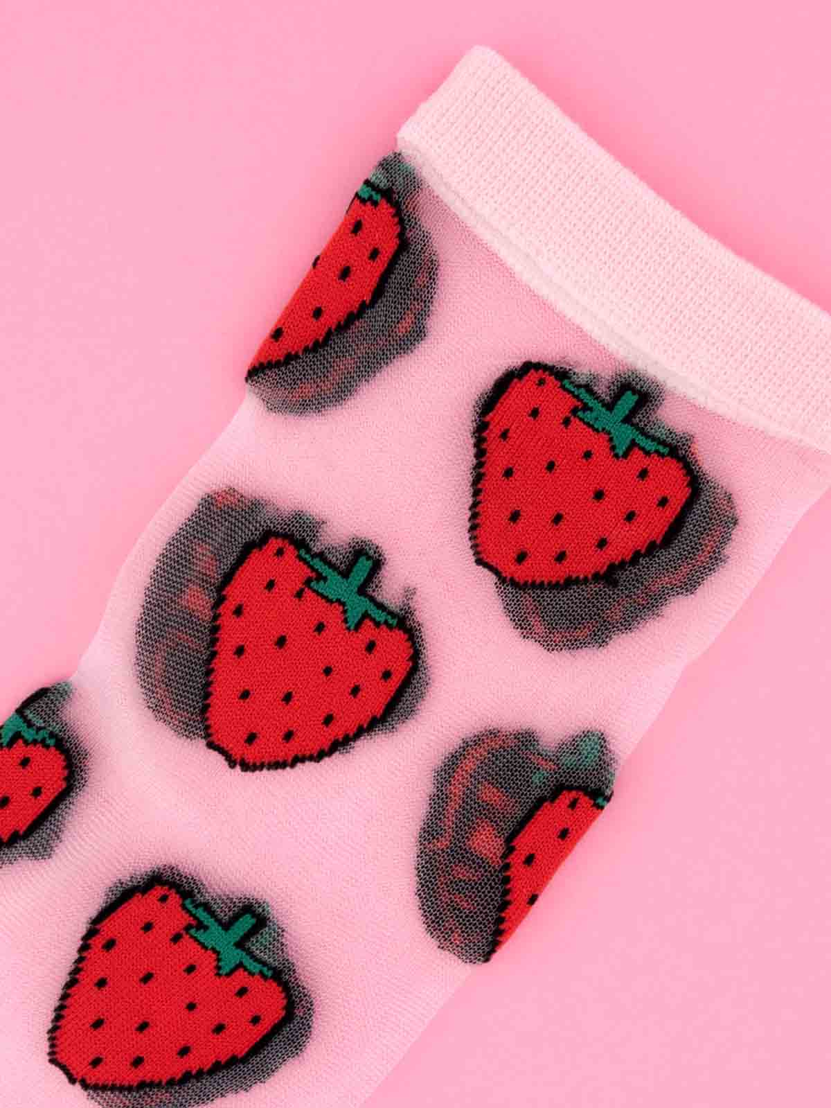 Alternative Ansicht von Strümpfen - Transparent mit Erdbeeren