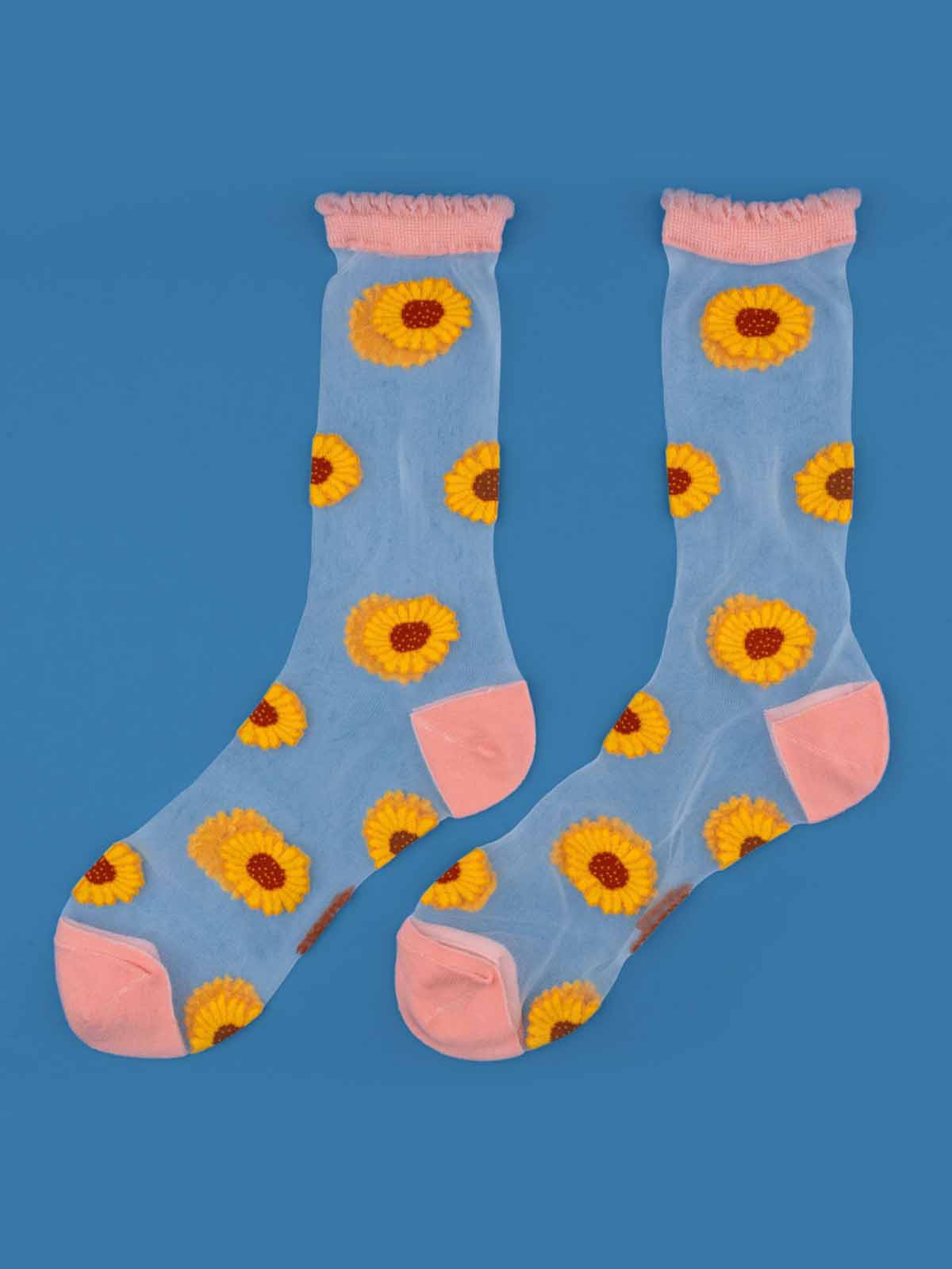 Socken - Transparent mit Sonnenblumen