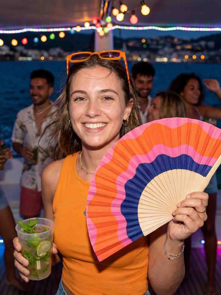 Fan - Wellen in rot, rosa und blau - Bild 2