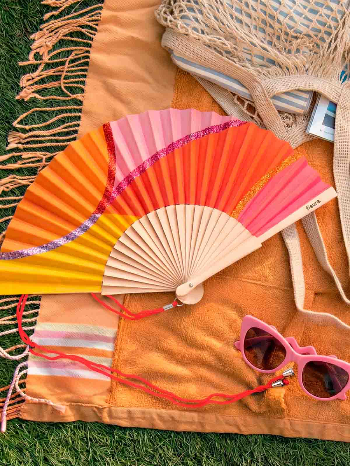 Fan - Wellen in Rot, Rosa, Orange und Glimmer - Bild 3