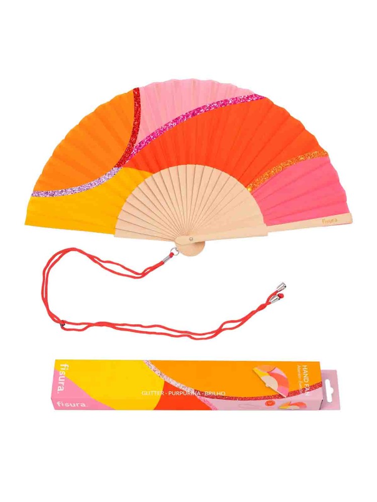 Fan - Wellen in Rot, Rosa, Orange und Glimmer - Bild 2