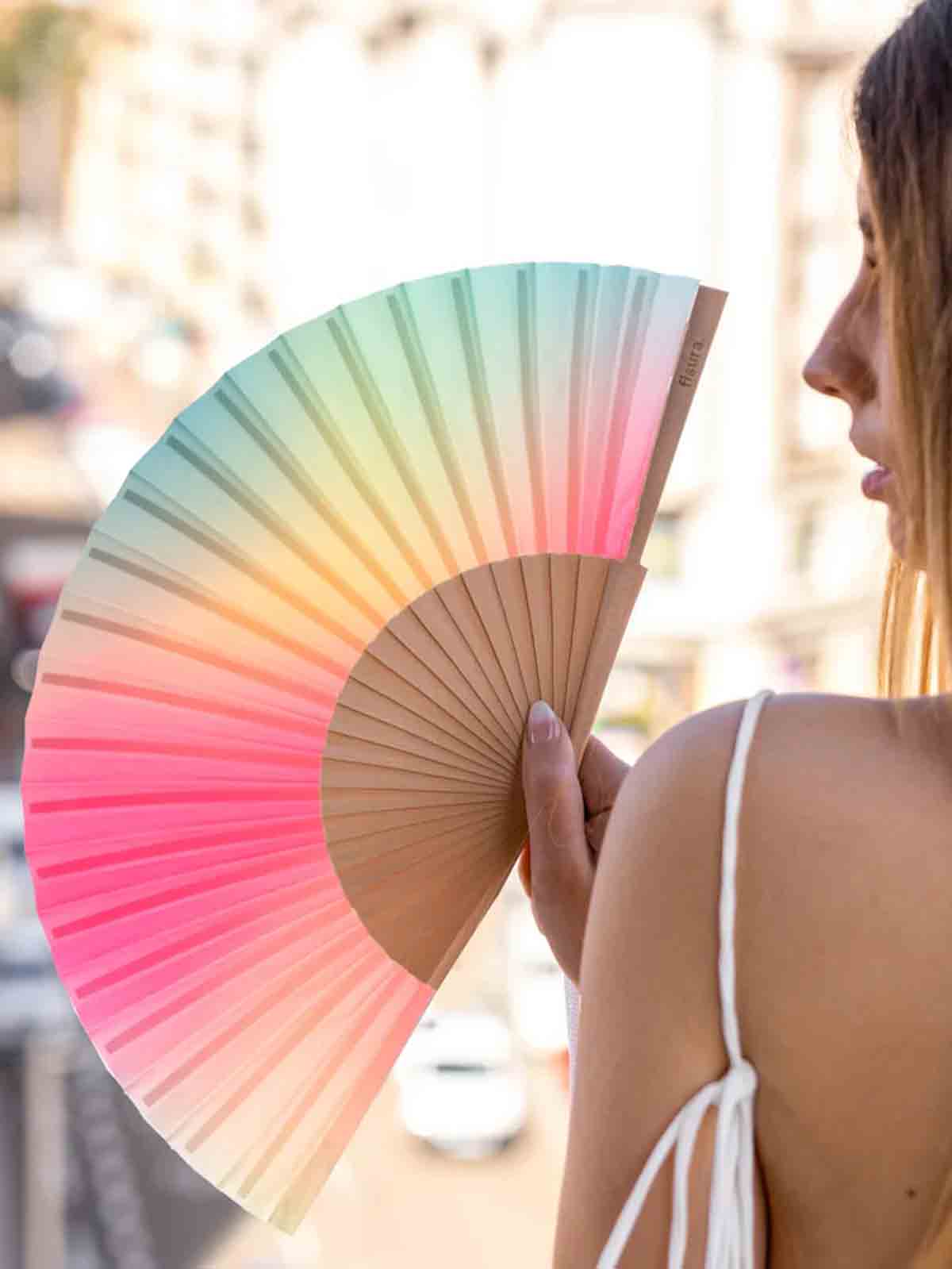 Fan - Aquarell in Mintgrün und Rosa