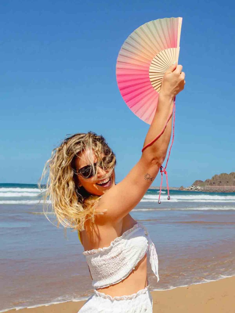 Fan - Aquarell in mintgrün und rosa - Bild 4