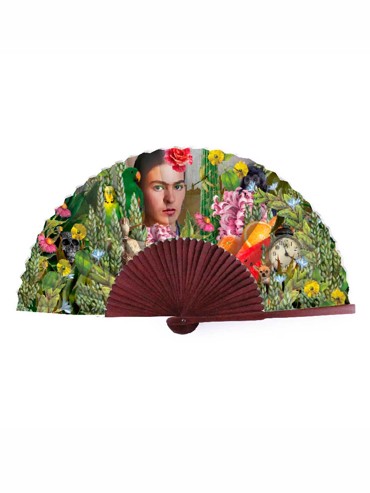 Fan in Bambus – Frida Kahlo und Blumen