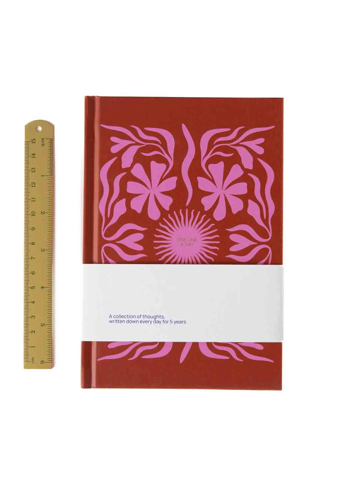 One Line a Day Buch (5 Jahre Tagebuch) - Sonne fließt in rosa