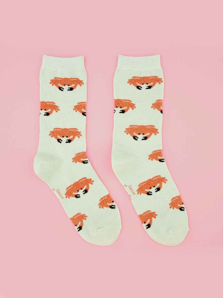 Socken - Hellgrün mit Krabben