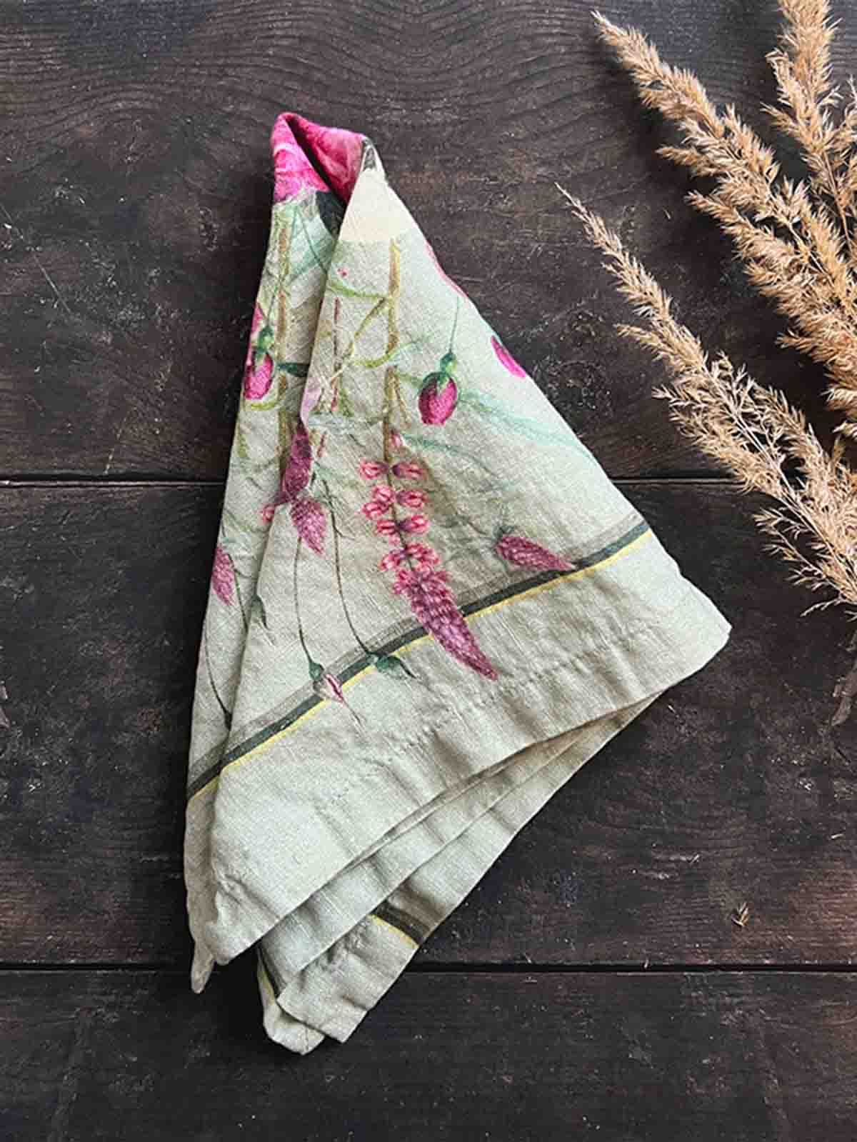 Leinen Serviette 45 x 45 cm - Rosa Blumen Garten - Bild 6