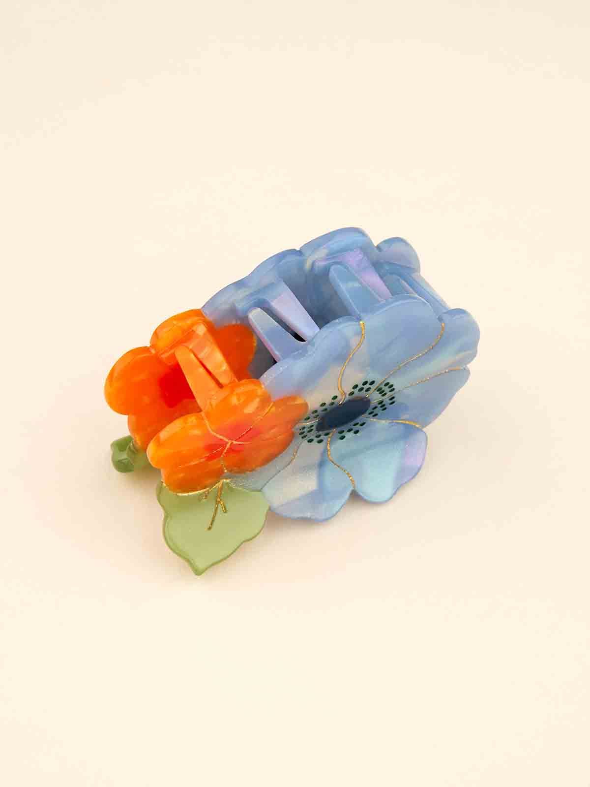 Alternative Ansicht des Haarclips – Blaue Blume