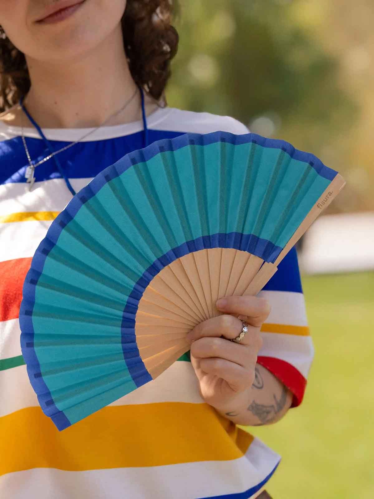 Alternative Ansicht von Fan & quot;mini& quot; - Türkis mit blauer Grenze