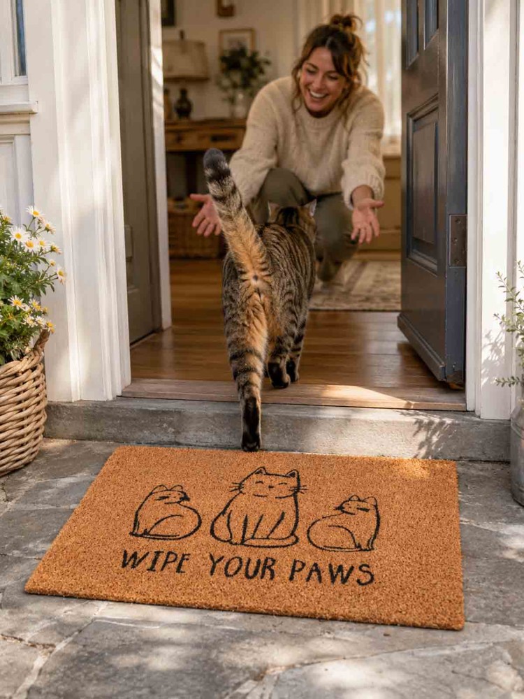 Fußmatte 40 x 60 cm - Wischen Sie Ihre Pfoten mit Katzen - Bild 2