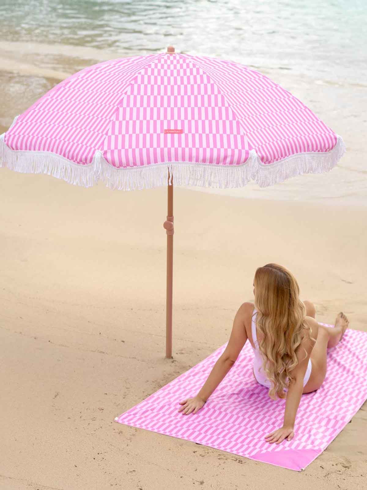 Strandschirm mit UV-Schutz - rosa gestreift - Bild 9