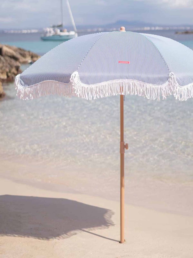 Strandschirm mit UV-Schutz - Blau gestreift - Bild 5