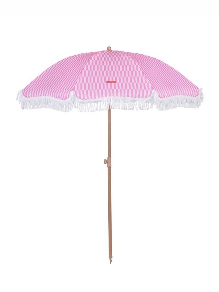Sonnenschirm mit UV-Schutz - rosa gestreift