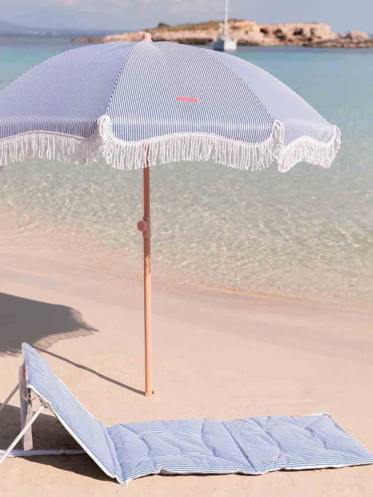 Strandschirm mit UV-Schutz - Blau gestreift - Bild 8