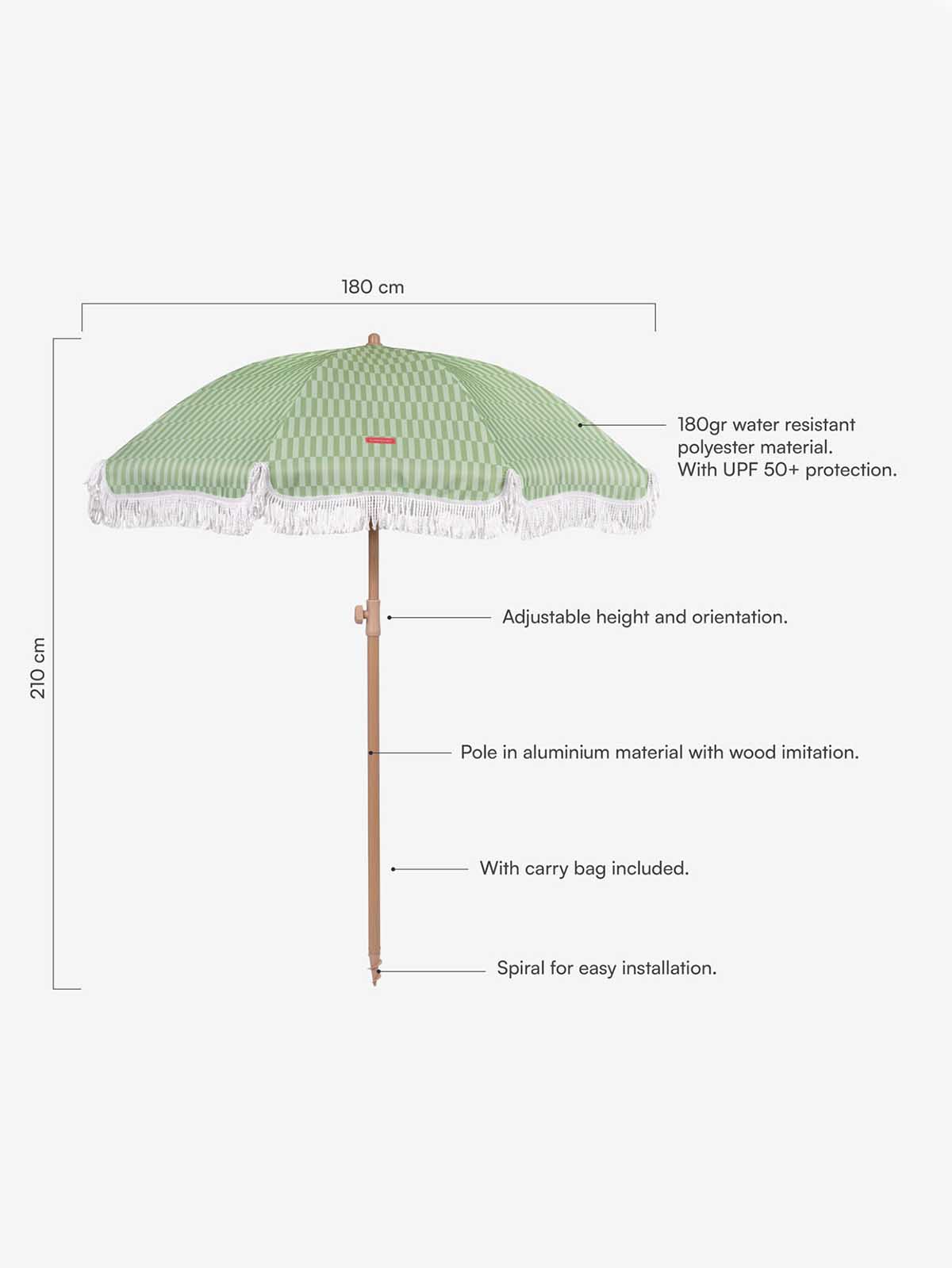 Strandschirm mit UV-Schutz - Grün und weiß gestreift - Bild 6