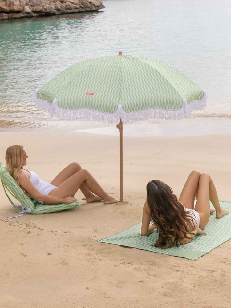 Strandschirm mit UV-Schutz - Grün und weiß gestreift - Bild 12