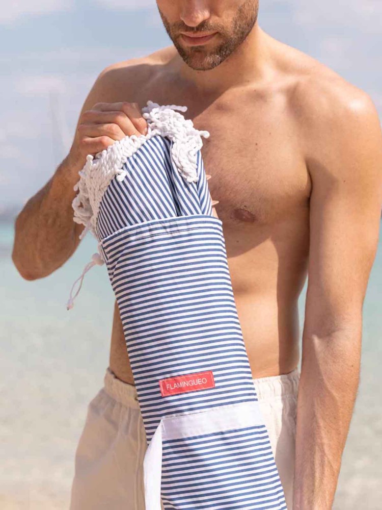 Strandschirm mit UV-Schutz - Blau gestreift - Bild 11