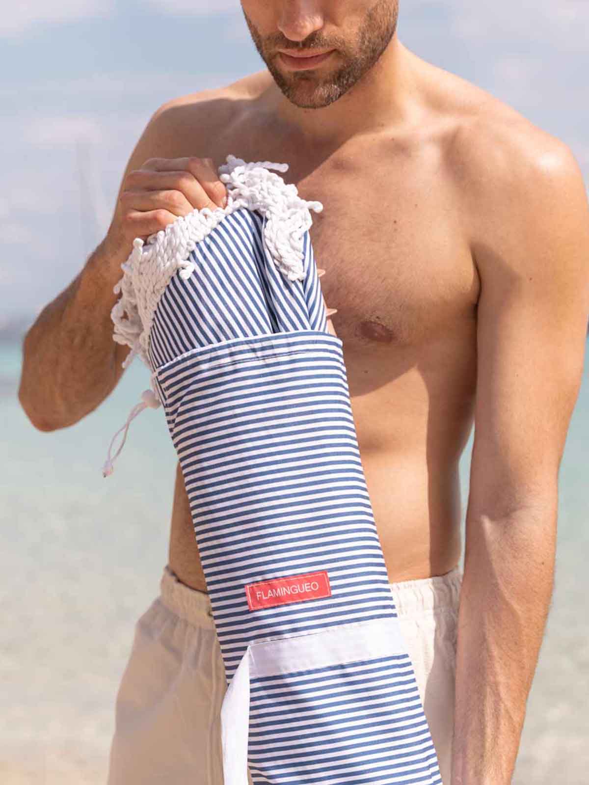 Strandschirm mit UV-Schutz - Blau gestreift - Bild 11