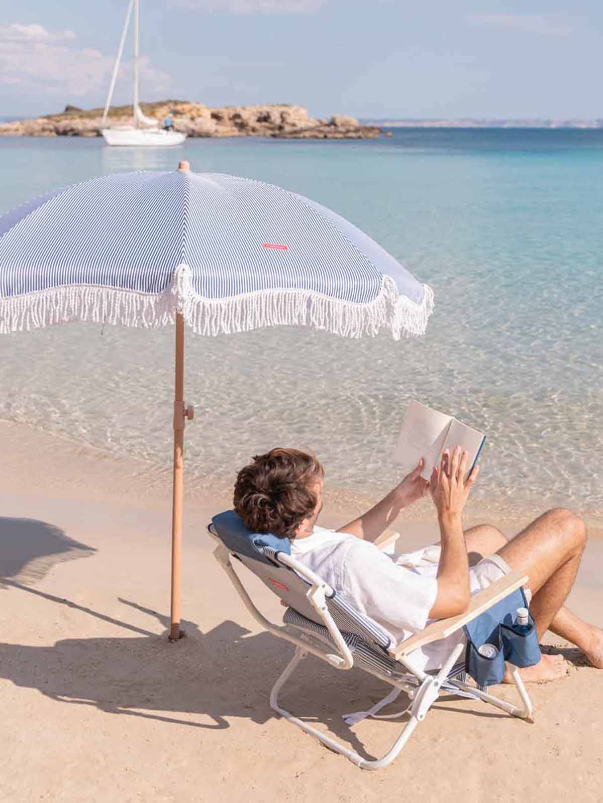 Strandschirm mit UV-Schutz - Blau gestreift - Bild 12