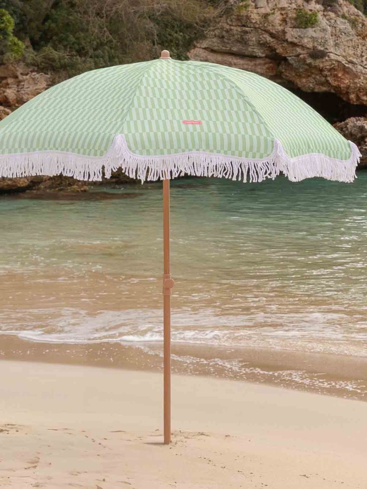 Strandschirm mit UV-Schutz - Grün und weiß gestreift - Bild 4
