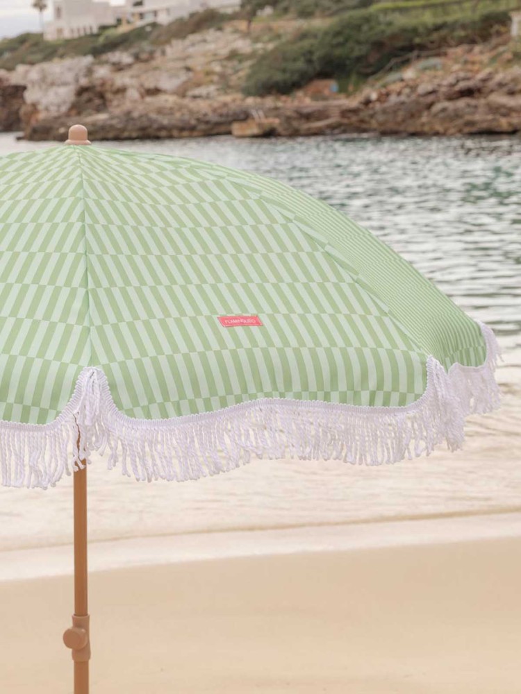 Strandschirm mit UV-Schutz - Grün und weiß gestreift - Bild 3