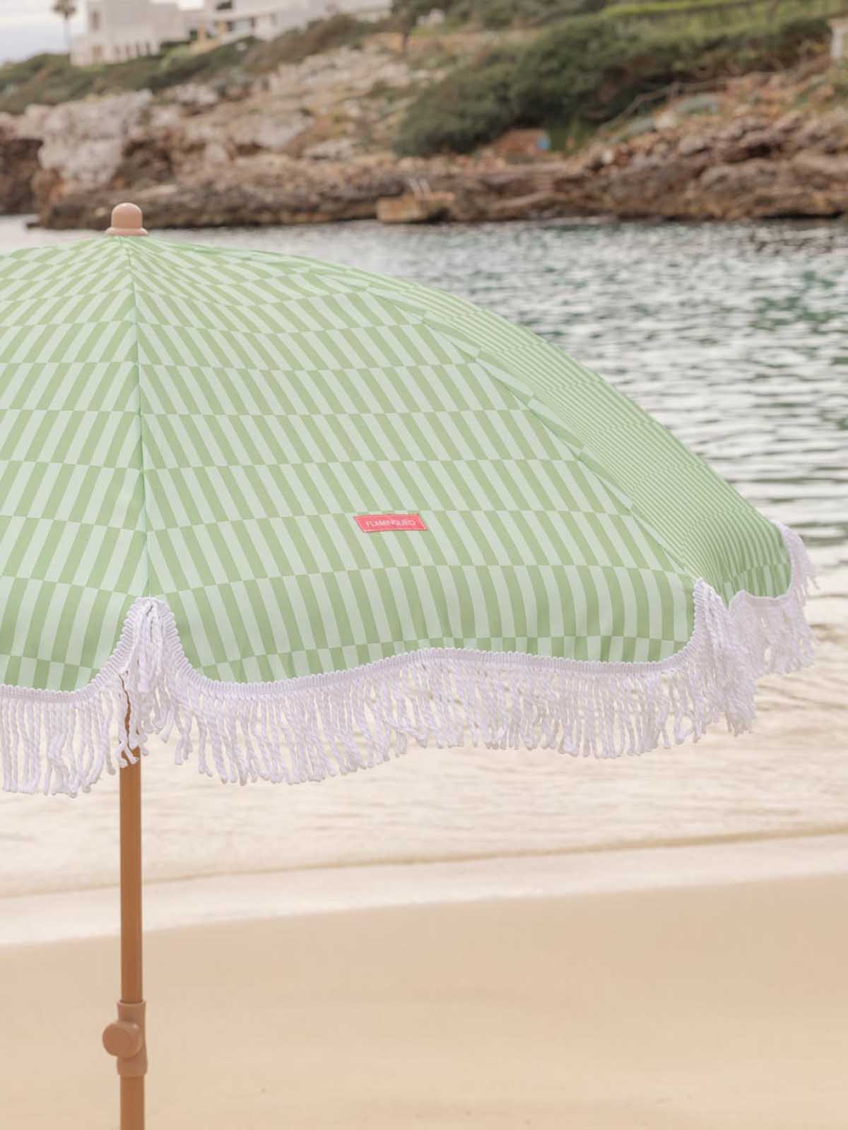 Strandschirm mit UV-Schutz - Grün und weiß gestreift - Bild 3
