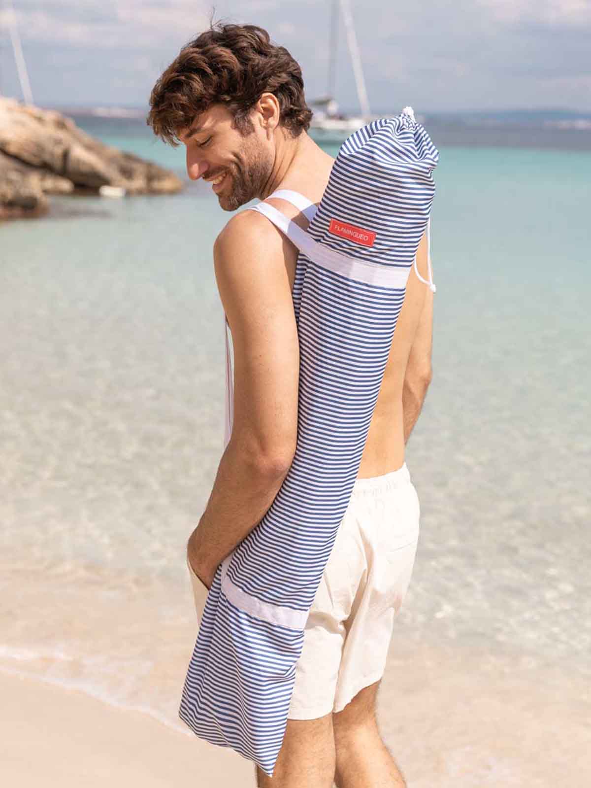 Strandschirm mit UV-Schutz - Blau gestreift - Bild 4